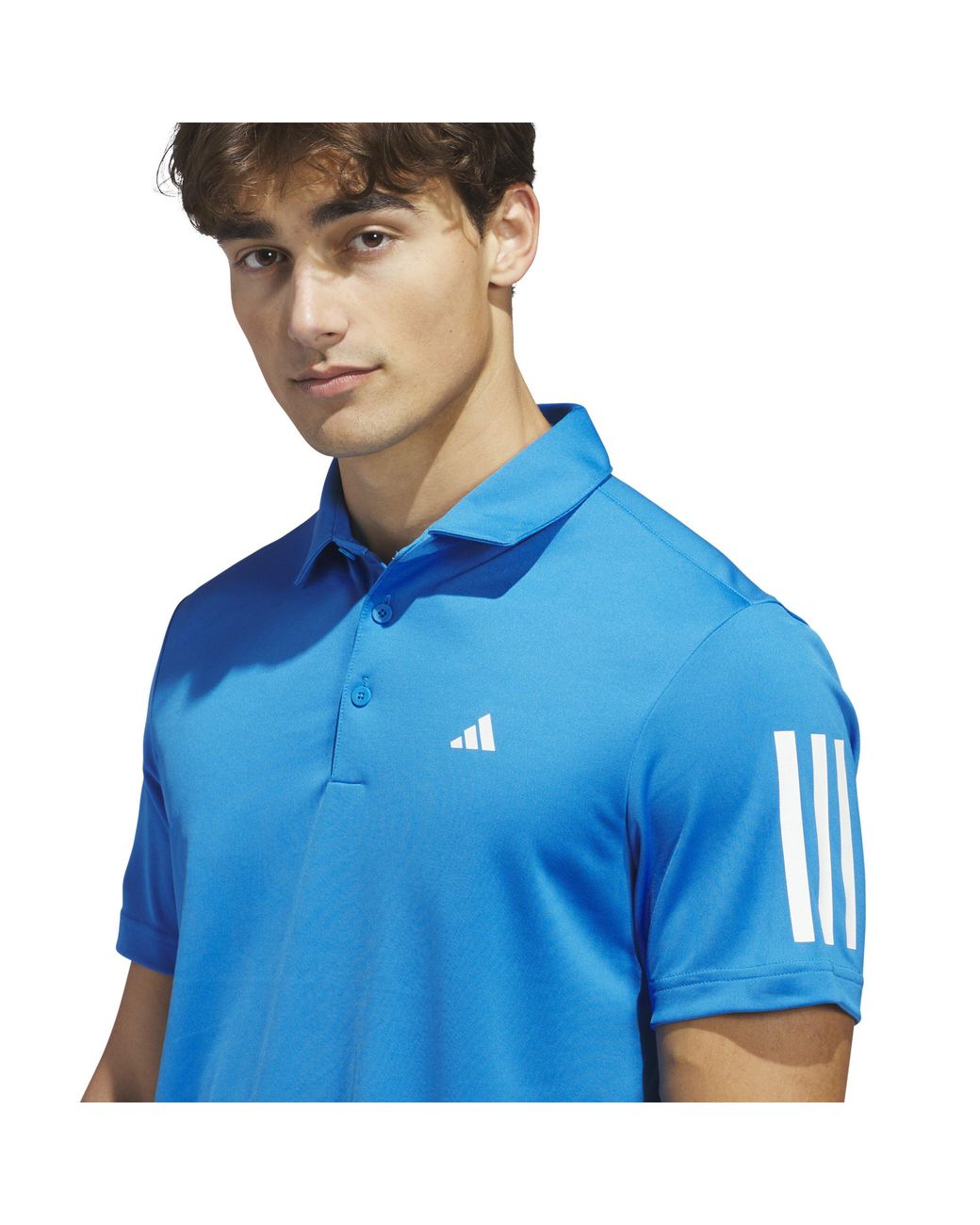 Adidas Blue 3 Stripe Polo Shirt for men