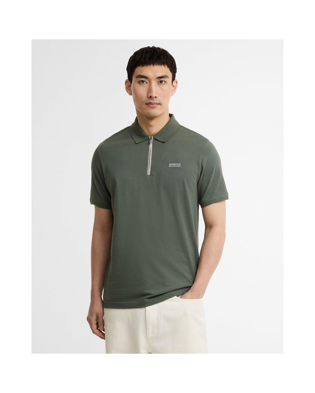 Barbour Green Short Sleeve Polo Shirt for men