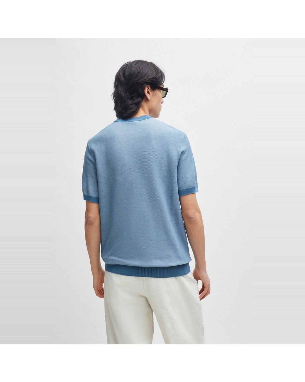 Boss Blue Tantino Knitted T-Shirt for men