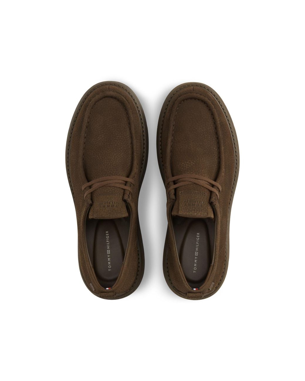 Tommy Hilfiger Brown Comfort Leather Lace-Up Moc-Toe Shoes for men