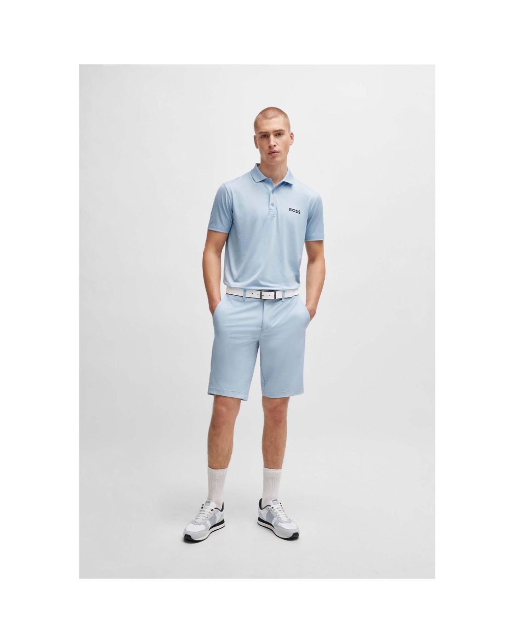 Boss Blue Paddytech Contrast Logo Polo Shirt for men