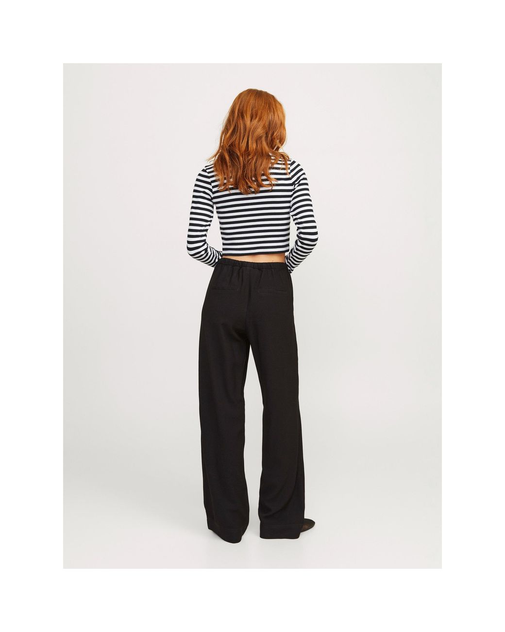 JJXX Blue Feline Long-Sleeve Striped Crop Top