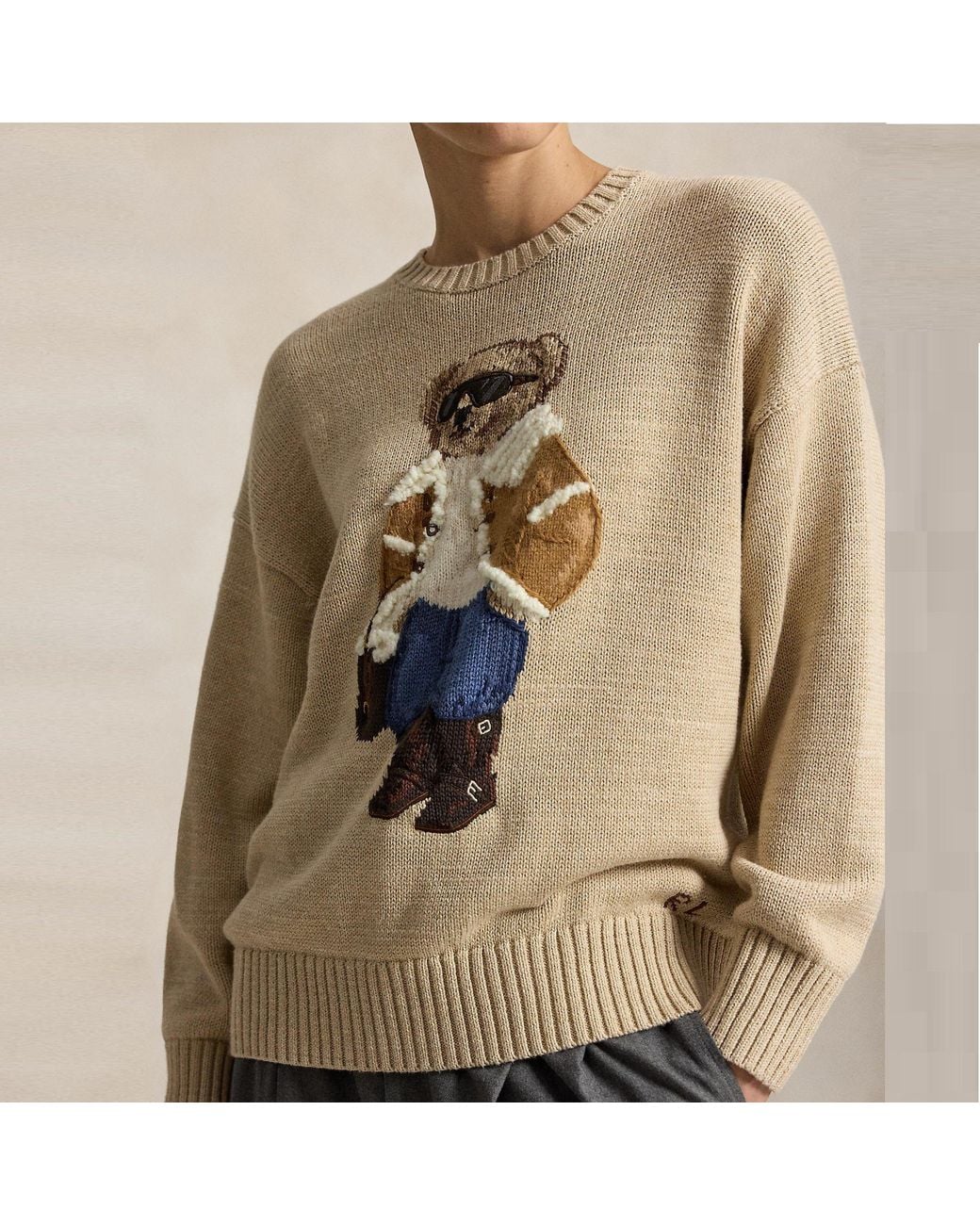 Polo Ralph Lauren Natural Long-Sleeve Slim-Fit Crew-Neck Jumper
