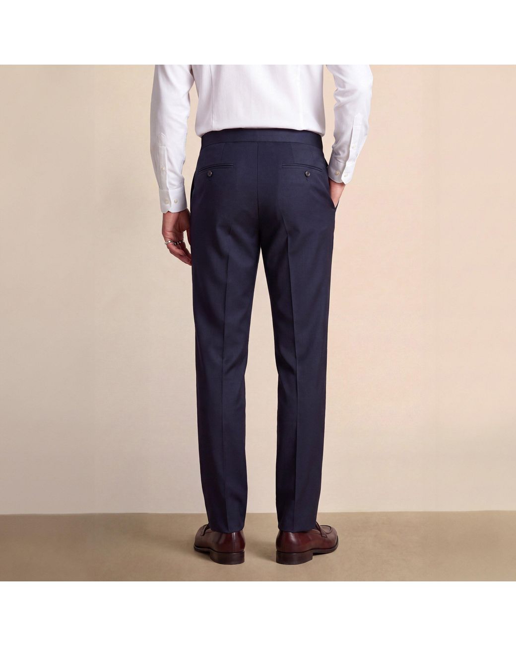 Without Prejudice Blue Willesden Slim Fit Performance Suit Trousers for men