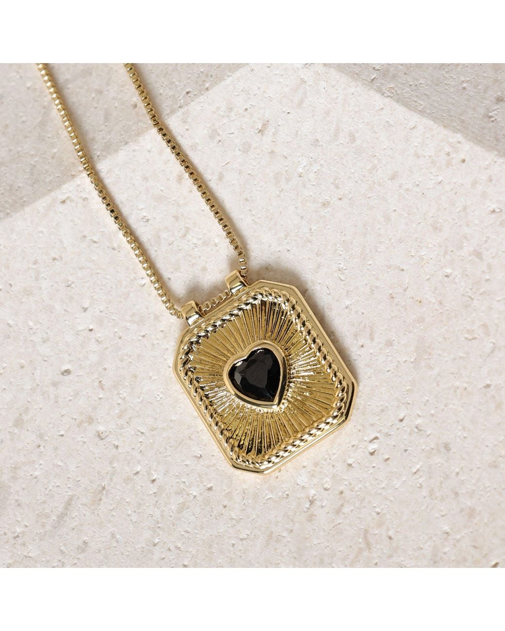Inicio Metallic 14K Plated Jet & Heart Charm Necklace