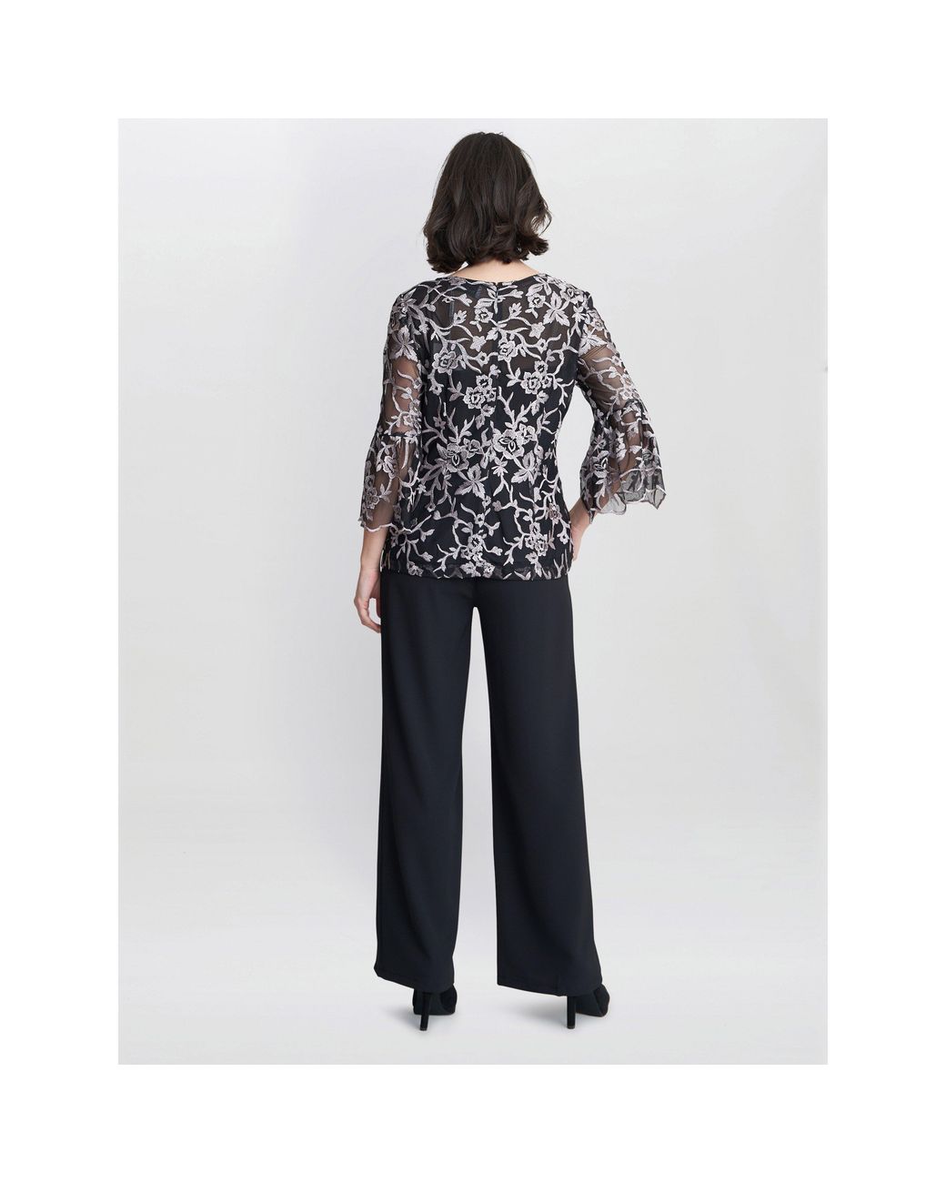 Gina Bacconi Black Brianna Embroidered Blouse