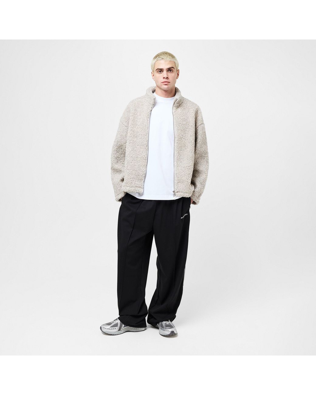 MKI Miyuki-Zoku Gray Wool Fleece Zipped Knitted Top for men