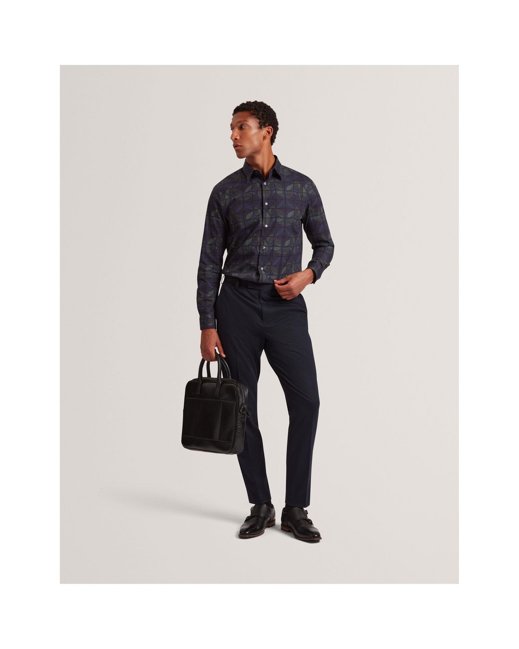 Ted Baker Blue Long-Sleeve Floral Patterned Shirt for men