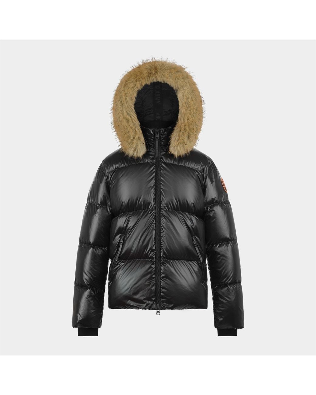 ARCTIC ARMY Black Puffer Og Hooded Long Sleeve Short Puffer Jacket