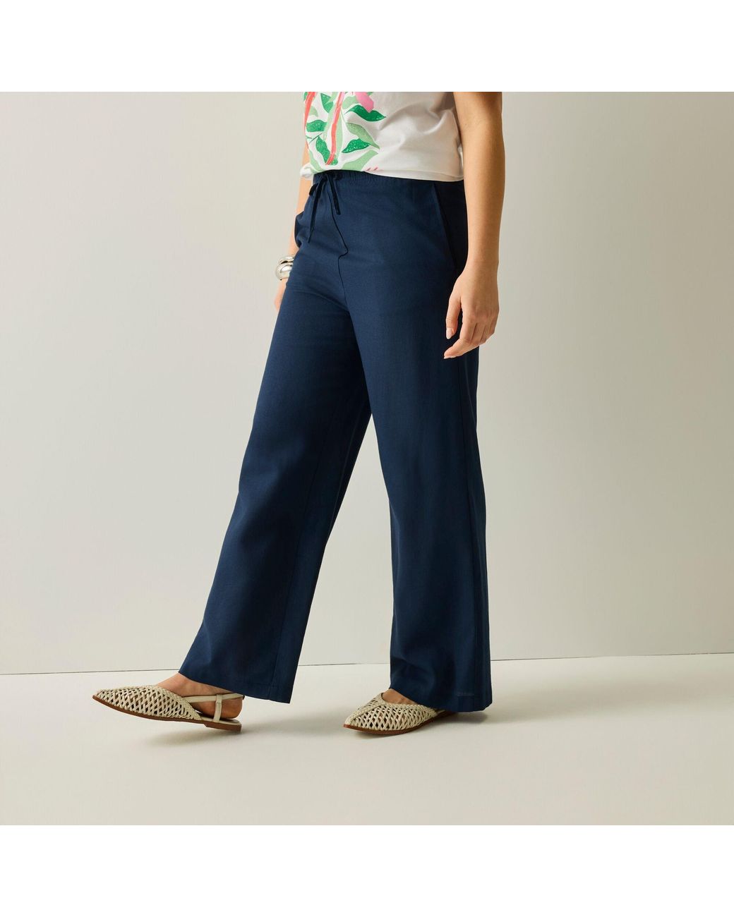 Regatta Blue Talamanca Linen Relaxed-Fit Trousers