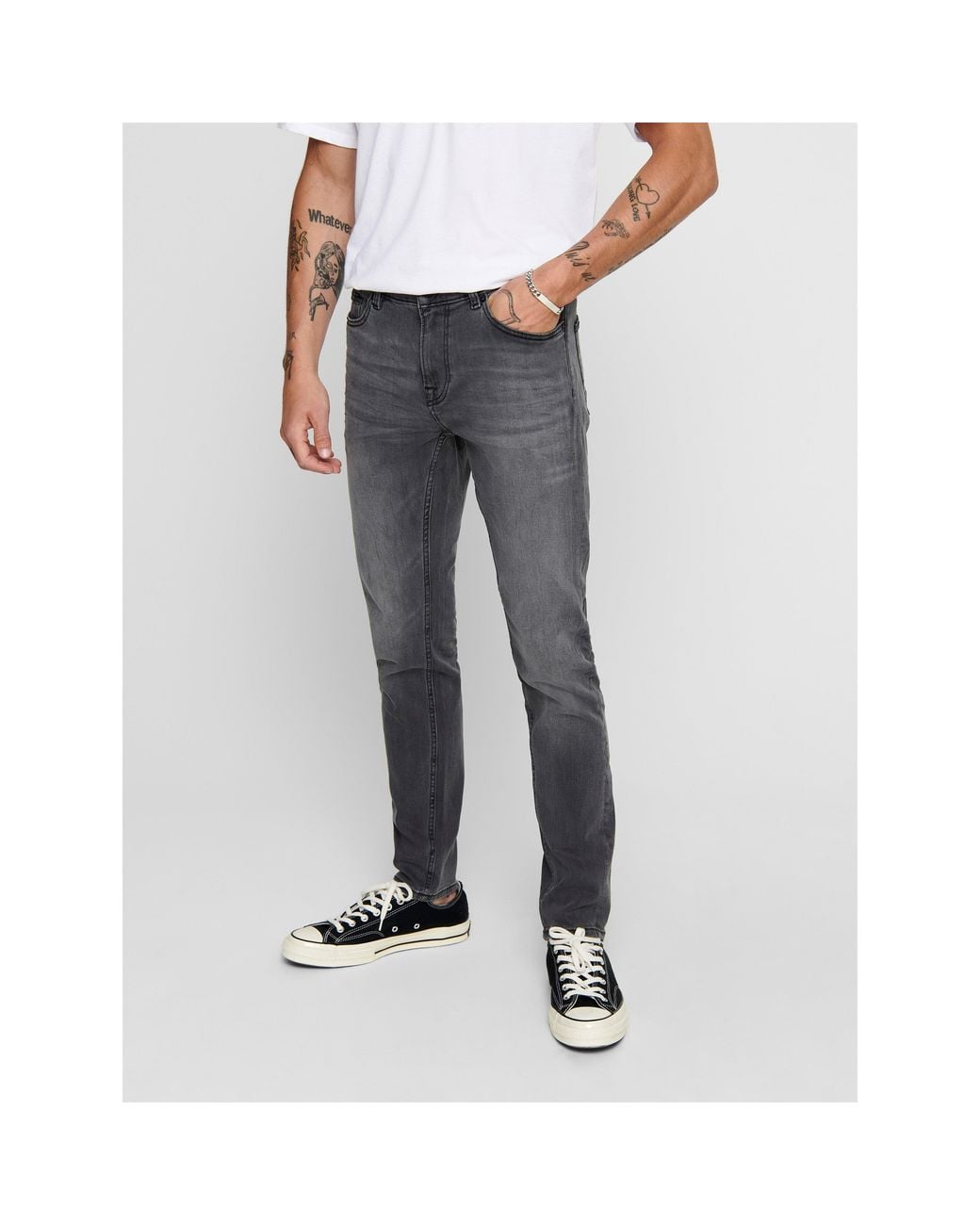 Only & Sons Gray Skinny Jeans for men