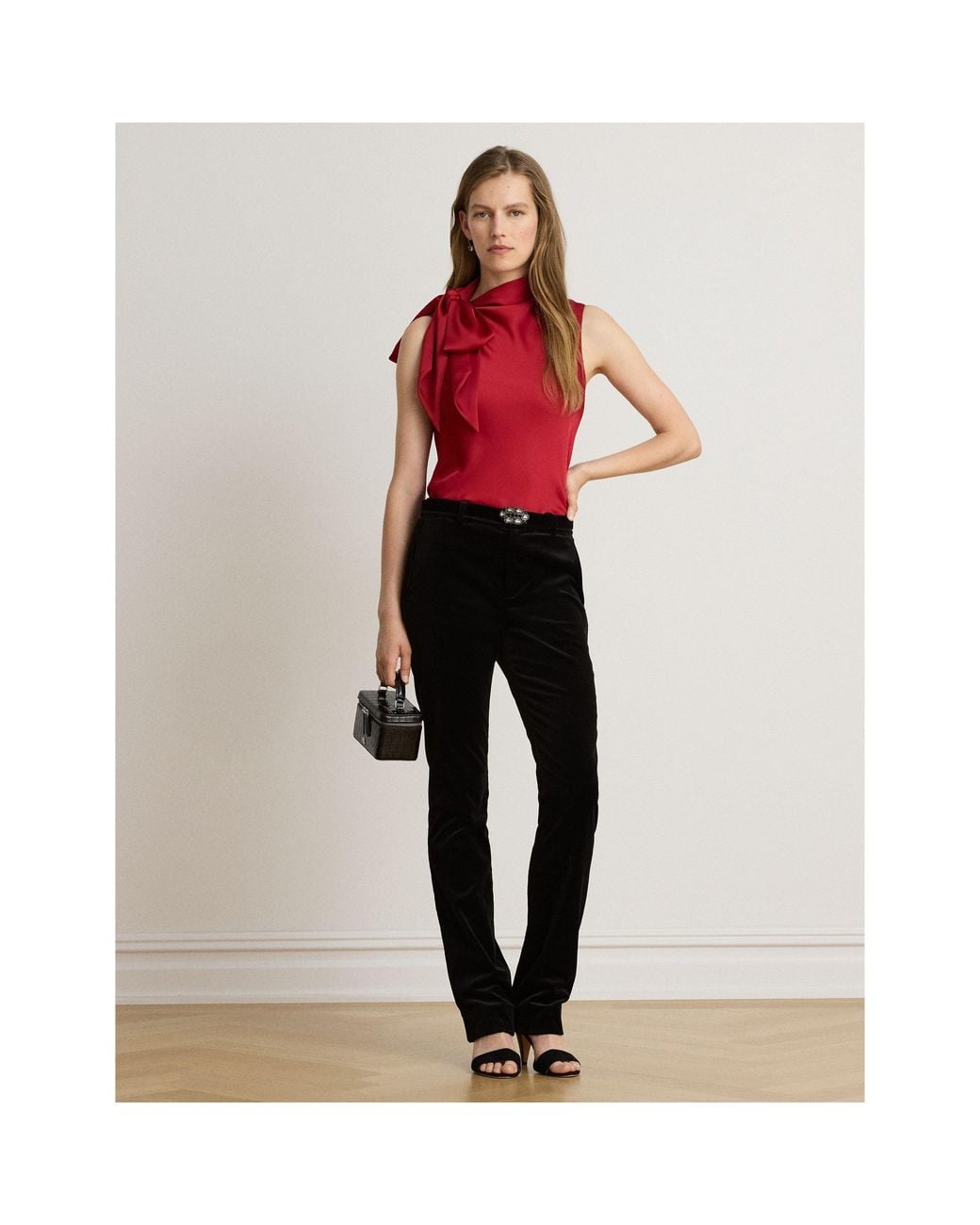 Ralph Lauren Red Bow Sleeveless Blouse