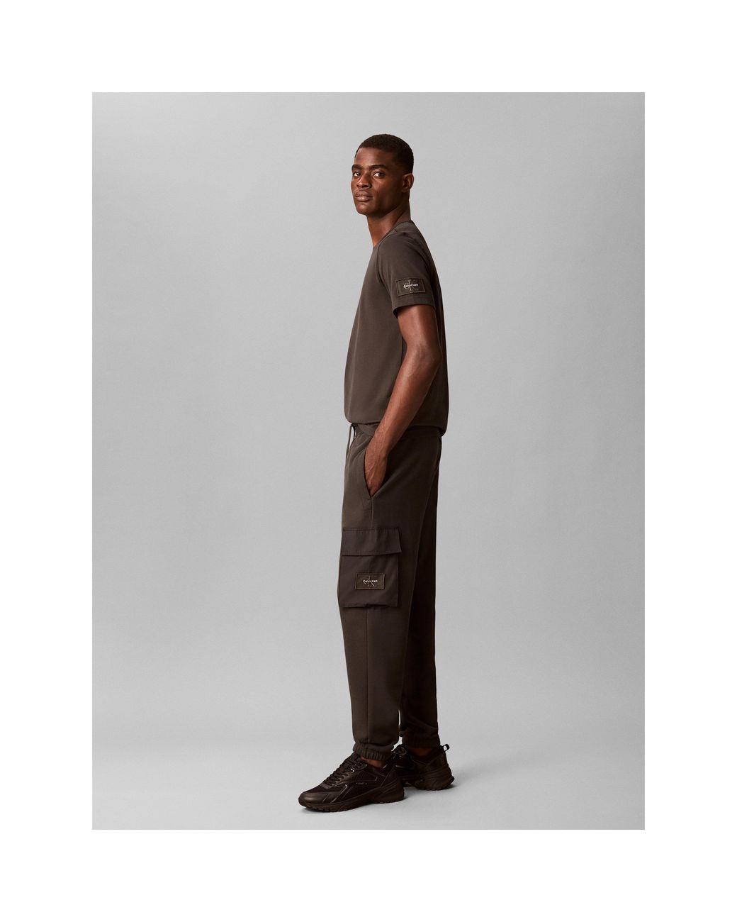 Calvin Klein Brown Badge Cotton Joggers for men