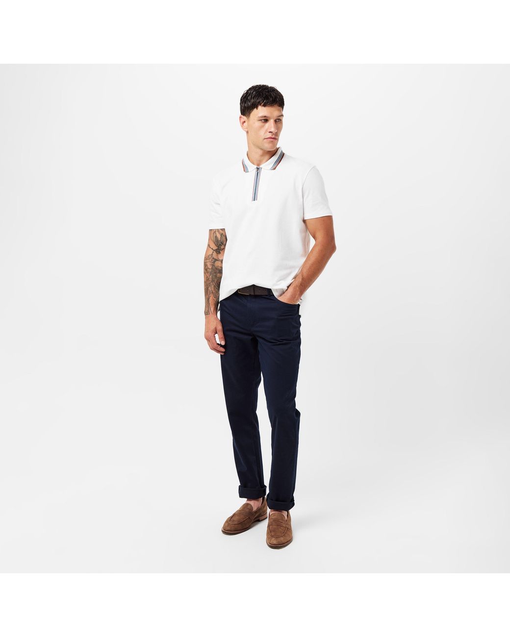 Paul Smith White Zipped Short-Sleeve Polo Shirt for men