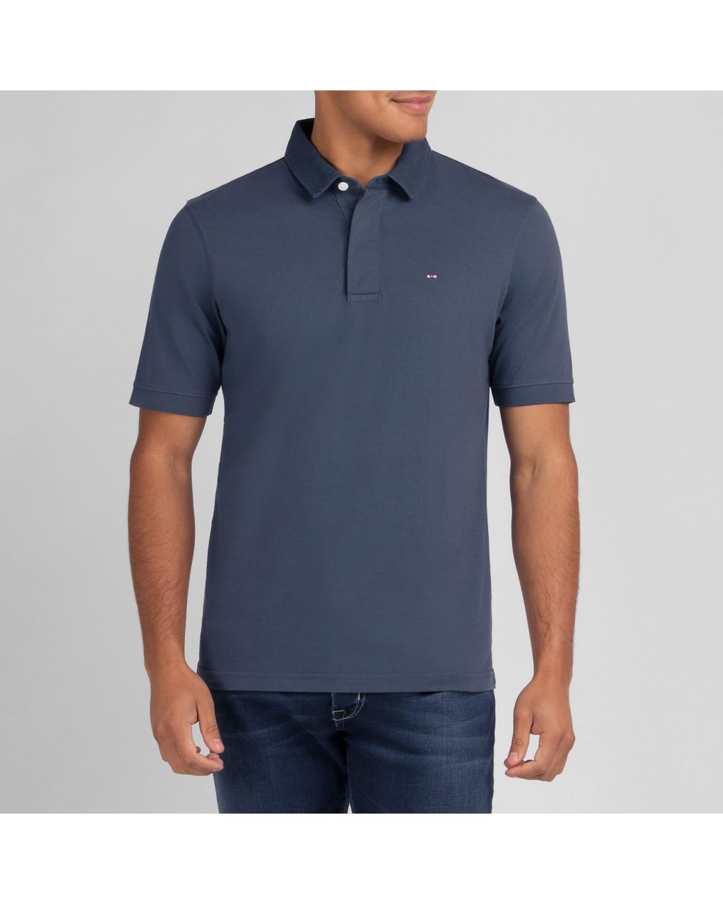 Eden Park Blue Plain Dark Jersey Polo Shirt for men