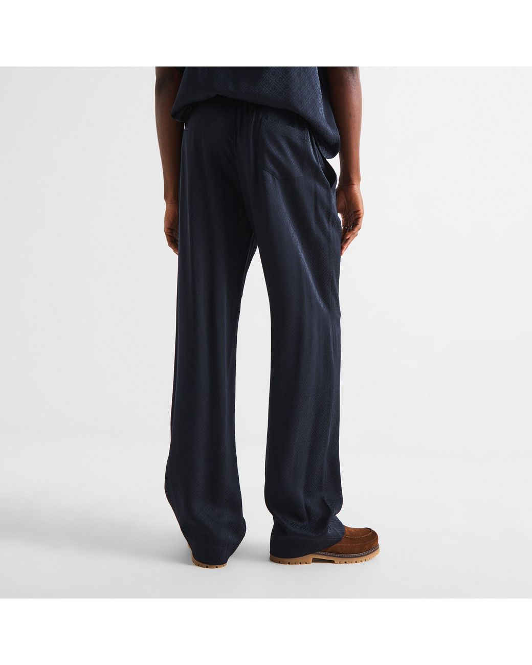 Casablanca Blue Mono Silk Straight Leg Trousers for men
