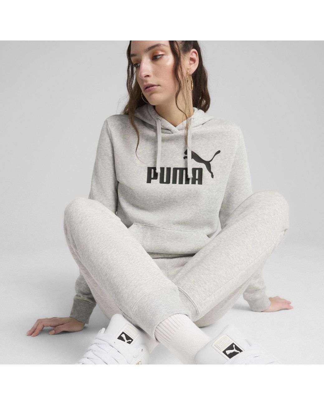 PUMA Gray Essentials Logo Slim Trousers