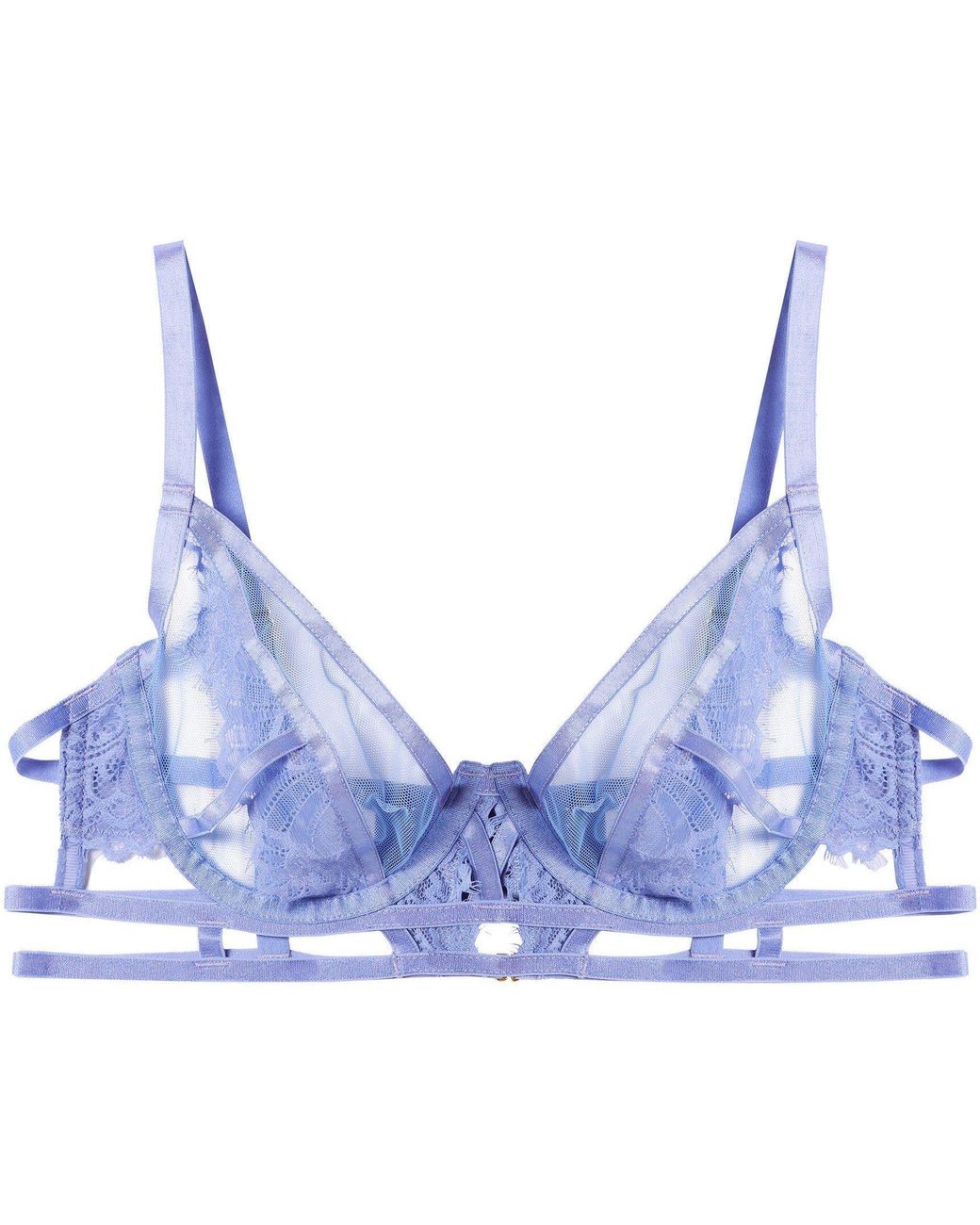 Wolf & Whistle Blue Claire Caged Lace Bra