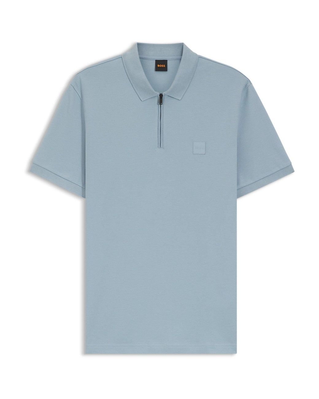 Boss Blue Short Sleeve Quarter Zip Polo Top for men