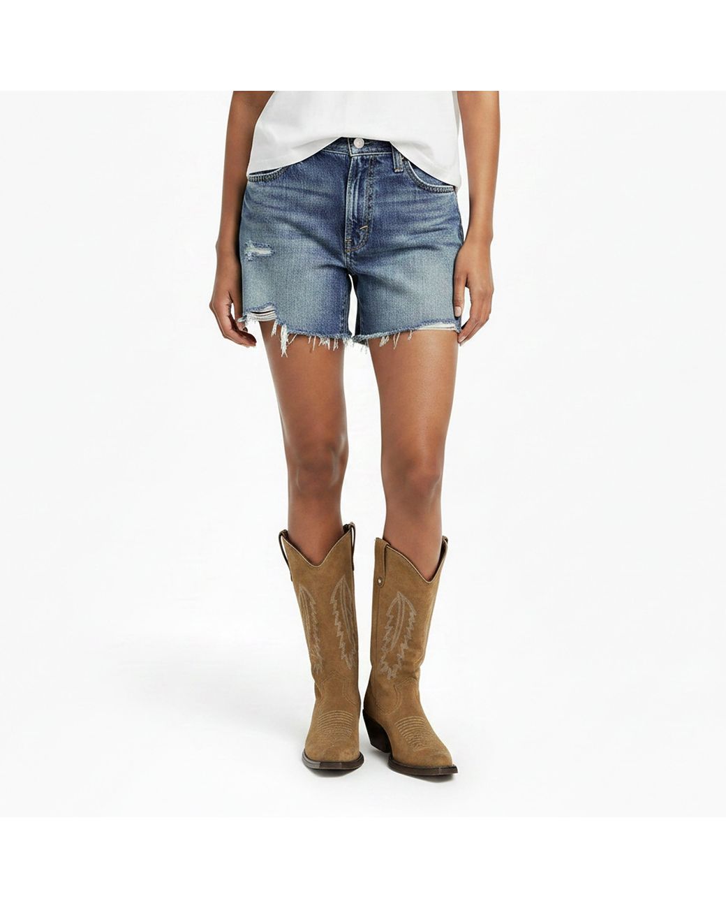 Levi's Blue Ribcage Denim Shorts