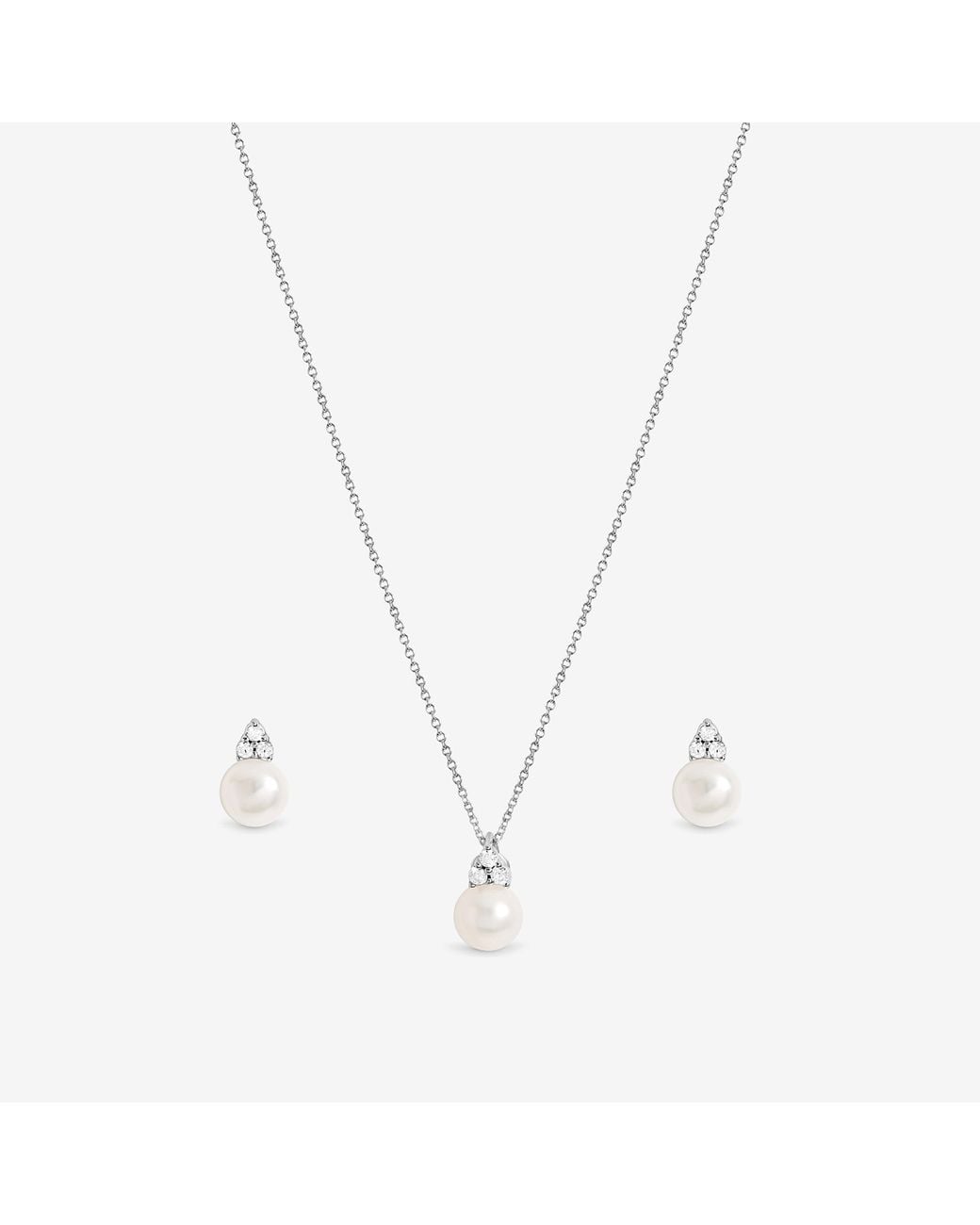 Simply Silver Gray 925 Sterling Plated Freshwater Pearl Set