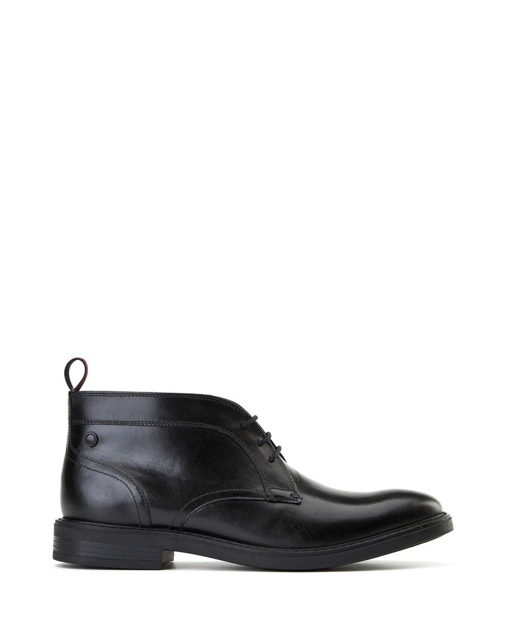 Base London Black Lincoln Leather Ankle Boots for men