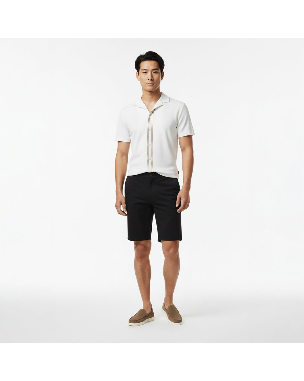 Boss White Pasini Short Sleeve Collared Shirt With Contrast Trim for men