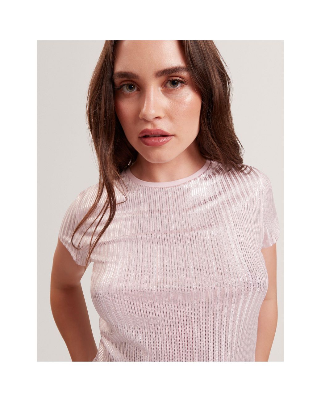 Ted Baker Pink Metallic Slim Fit T-Shirt