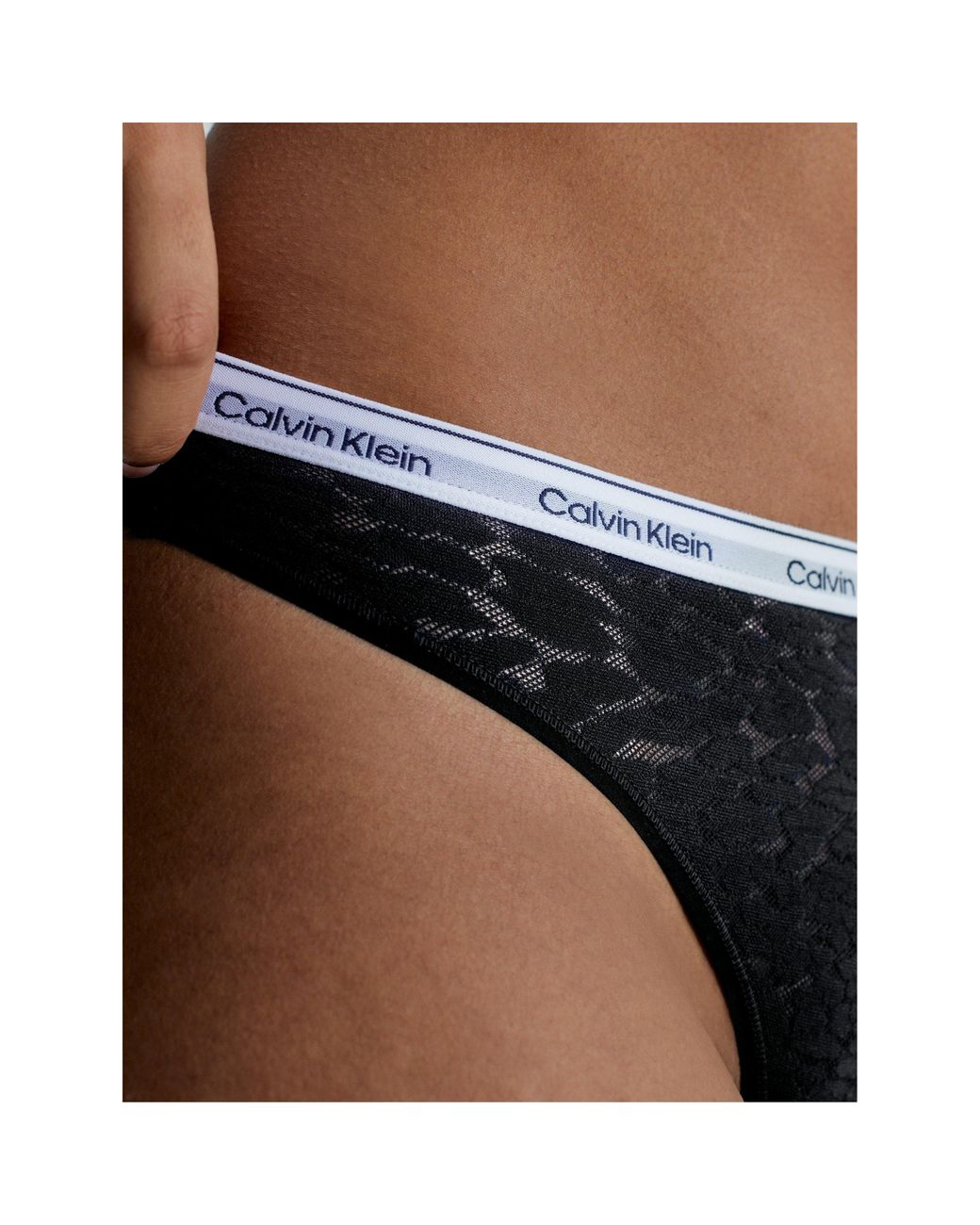 Calvin Klein Black Modern Cotton Lace Thong