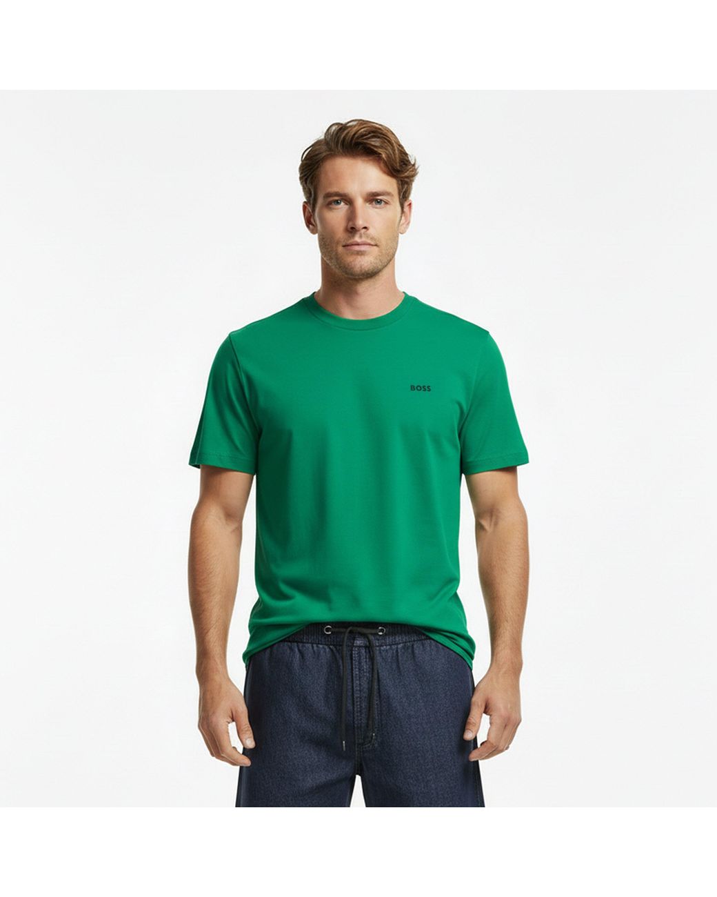 Boss Green T-Shirt With Logo Design Stretch Cotton for men