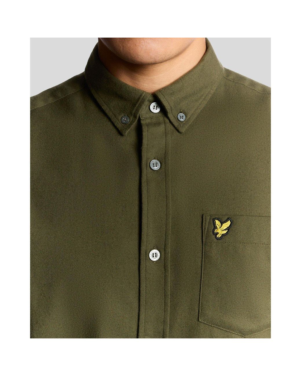 Lyle & Scott Green Flannel Long Sleeve Shirt for men