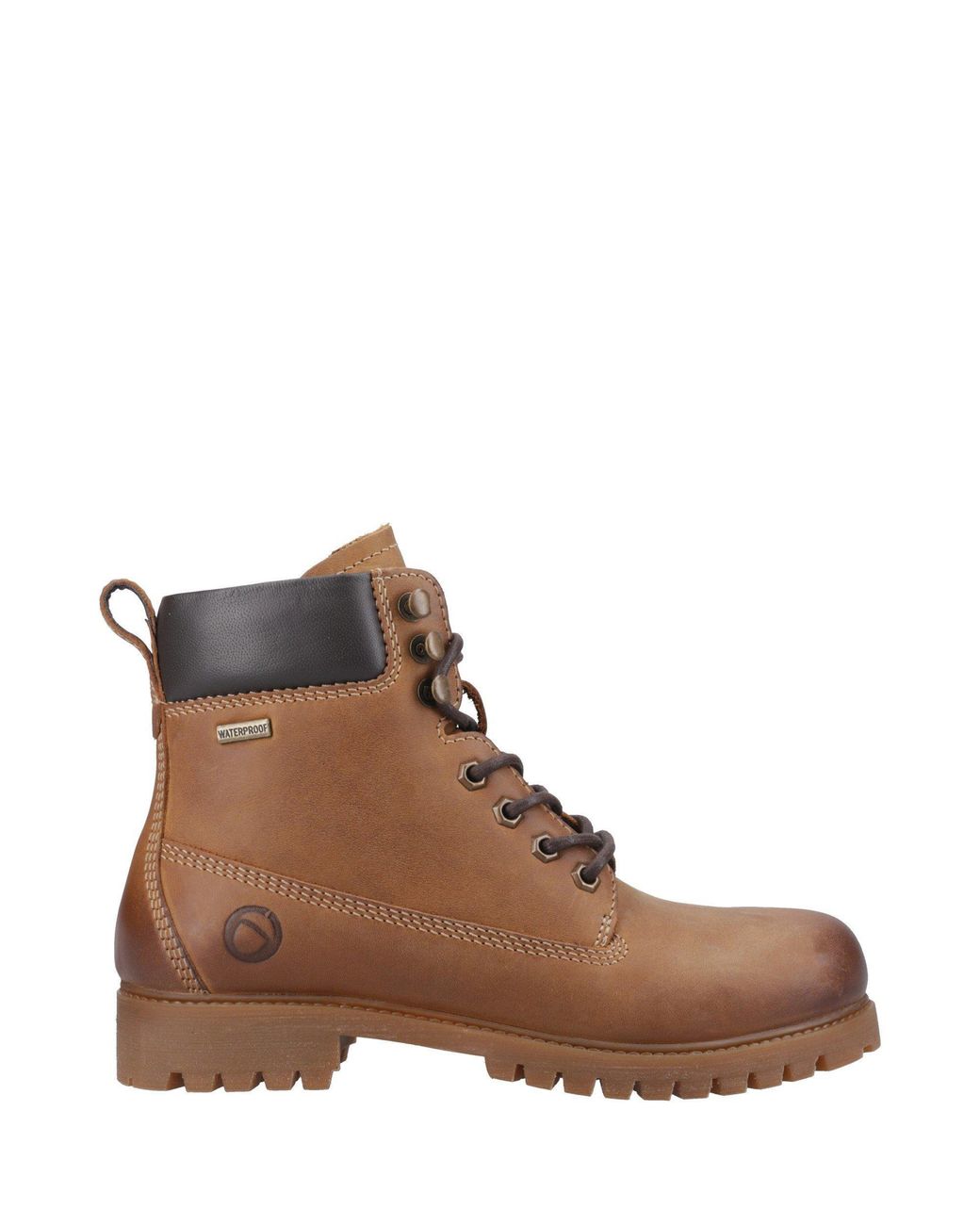 Cotswold Brown Charleston Waterproof Leather Flat Ankle Boots