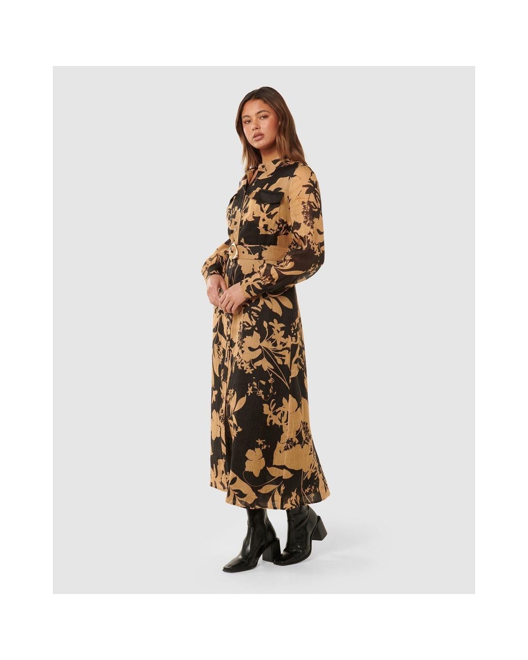 Forever New Multicolor Janie Printed Shirt Midi Dress