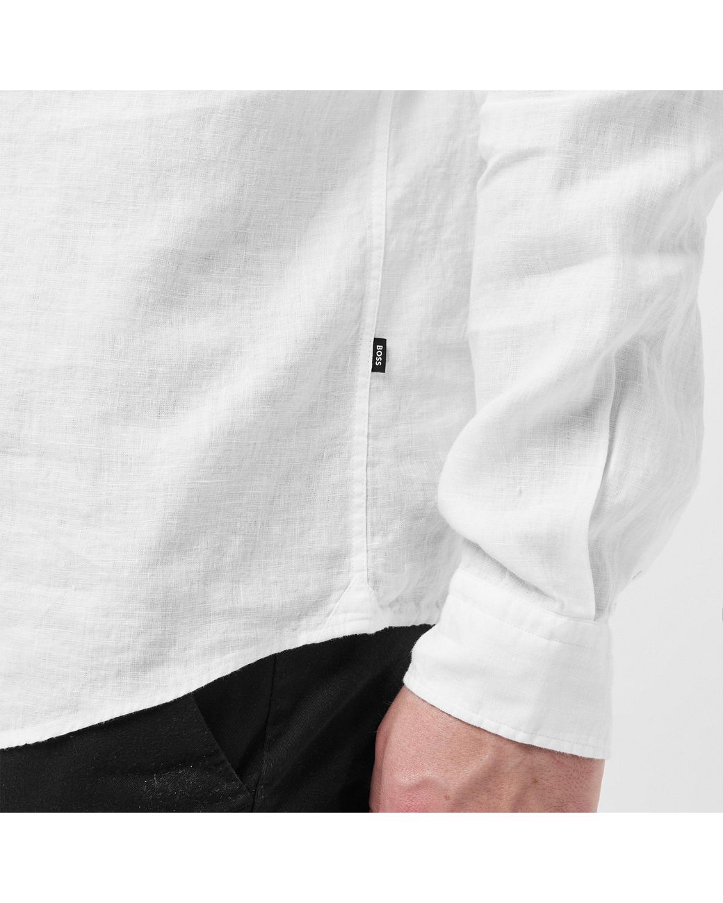 Boss White H Liam Long Sleeve Plain Shirt for men