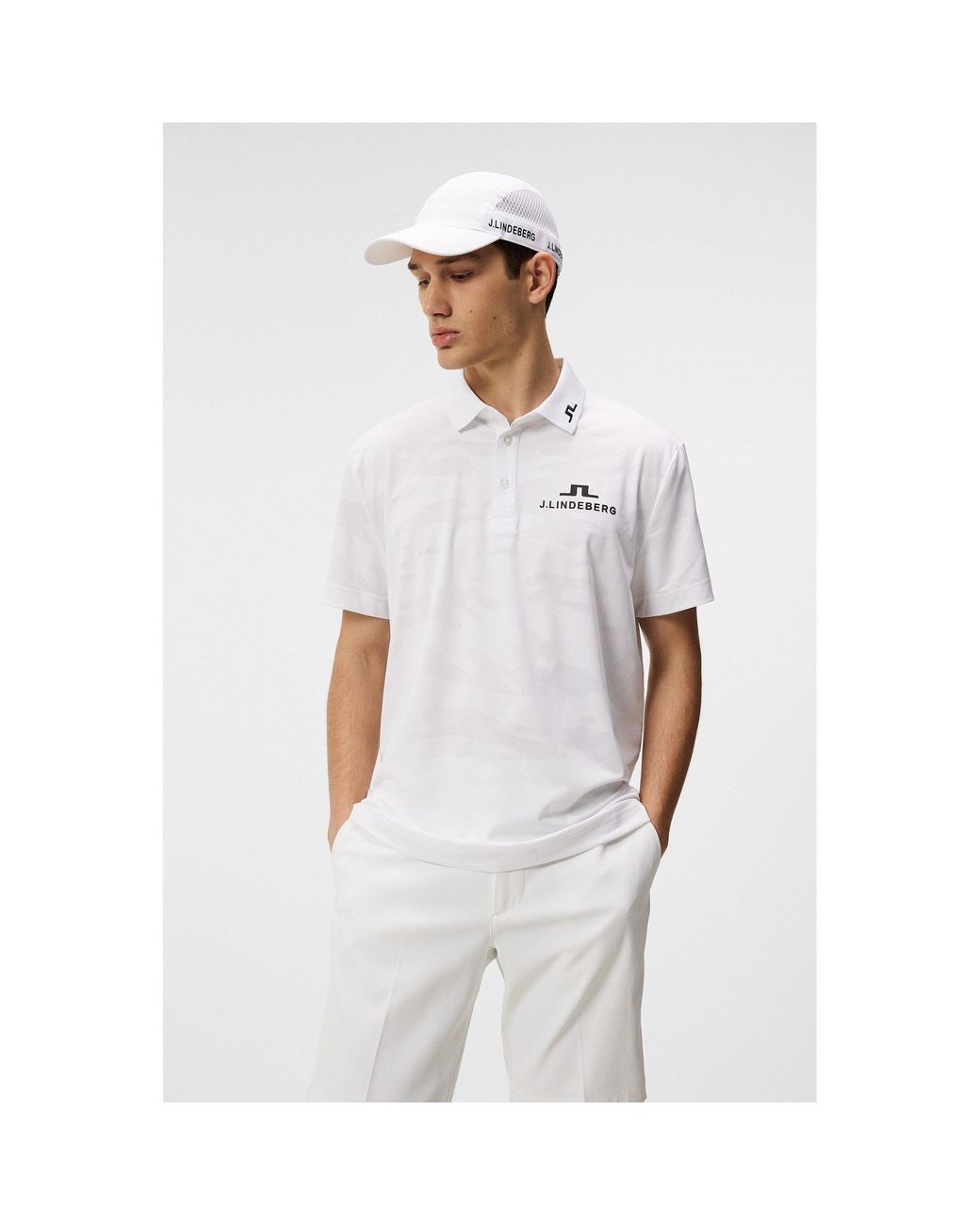 J.Lindeberg White Short-Sleeve Performance Polo Shirt for men