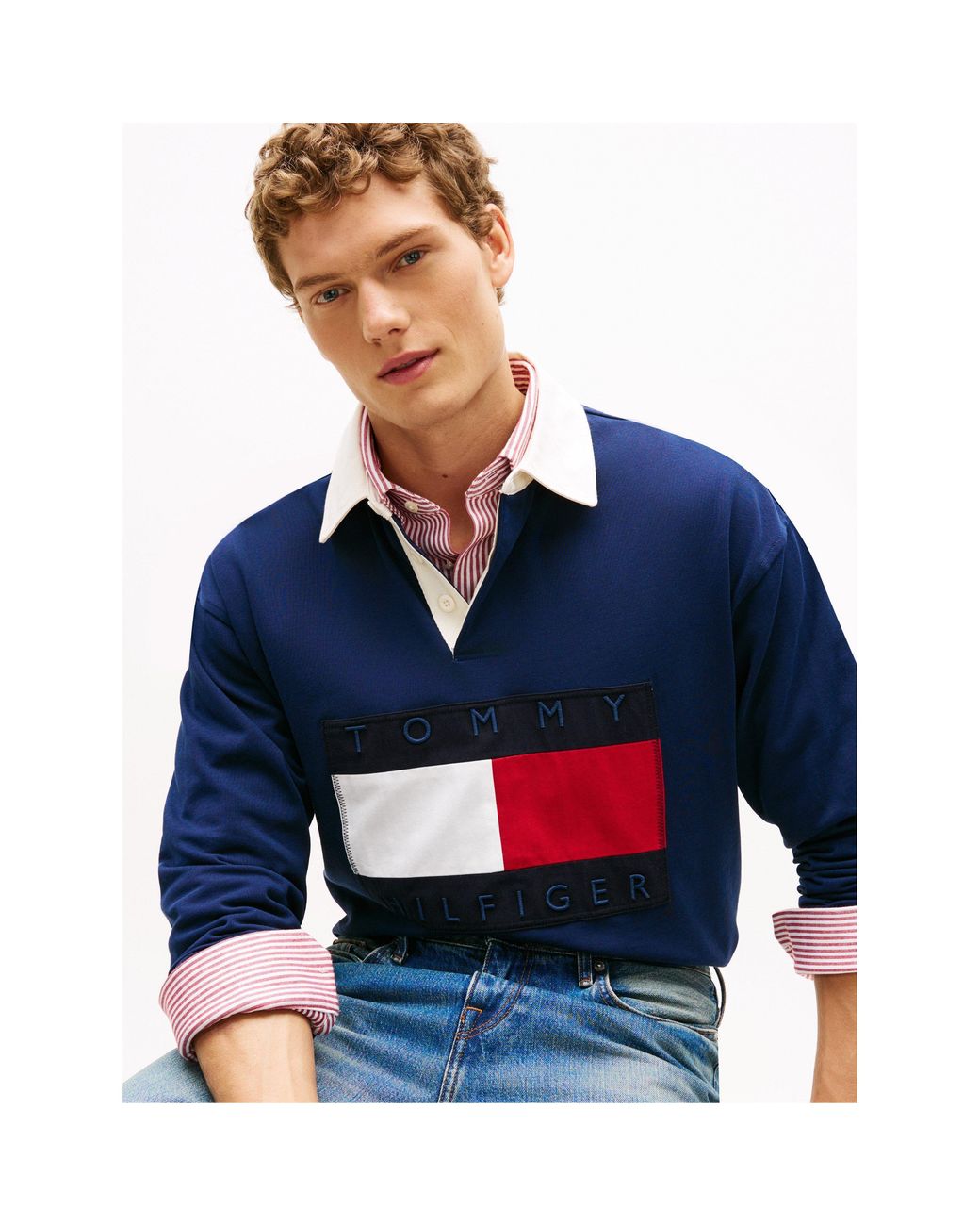 Tommy Hilfiger Blue Rugby Polo Shirt for men