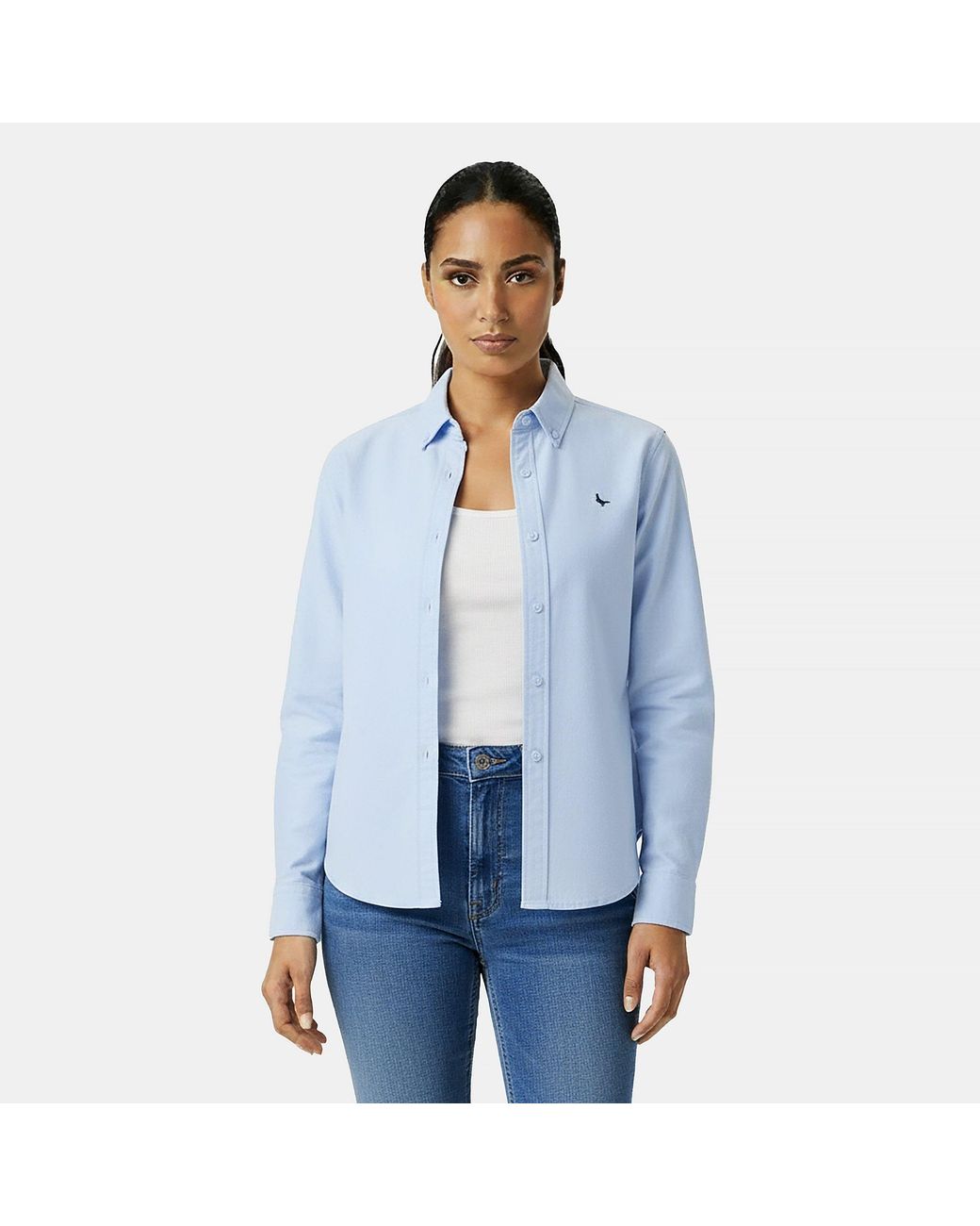 Jack Wills Blue Classic Twill Long Sleeve Plain Shirt