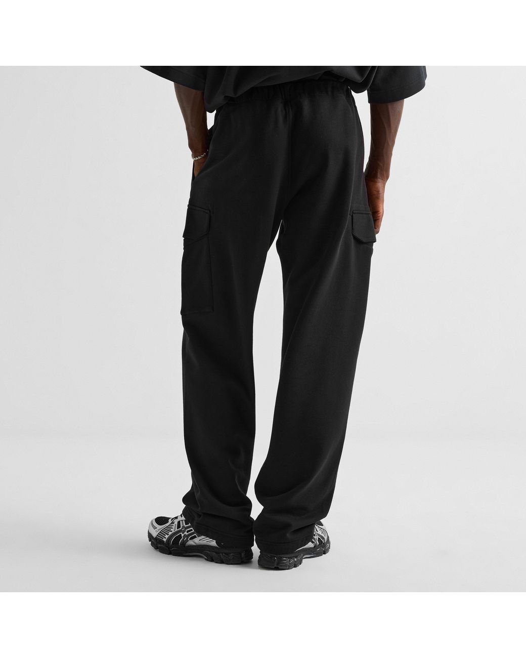 C P Company Black Open-Hem Cotton Joggers for men