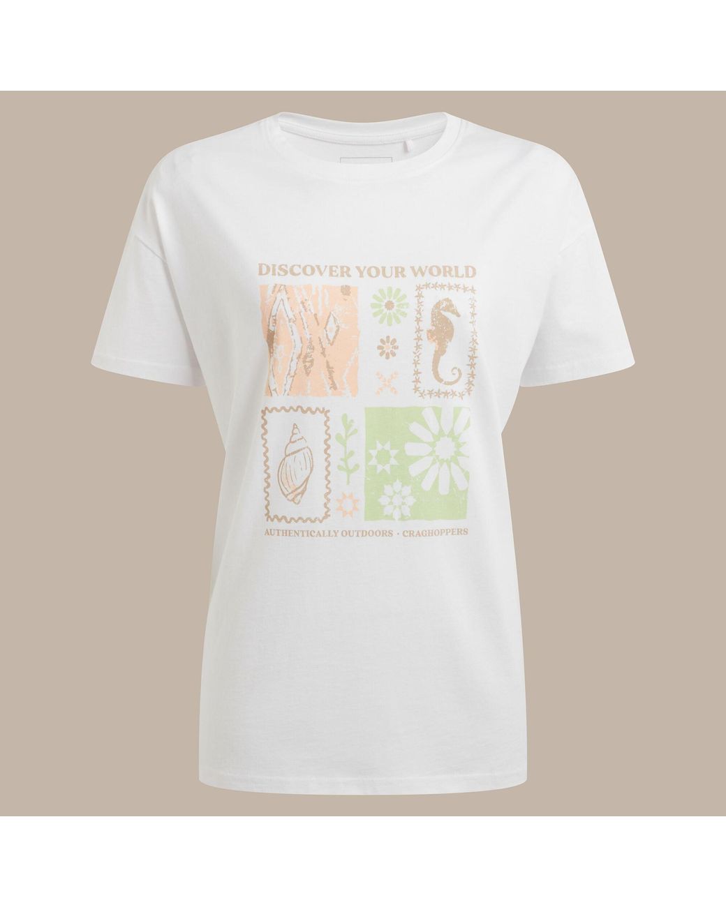 Craghoppers White Yago Short-Sleeve Cotton Oversized-Fit T-Shirt
