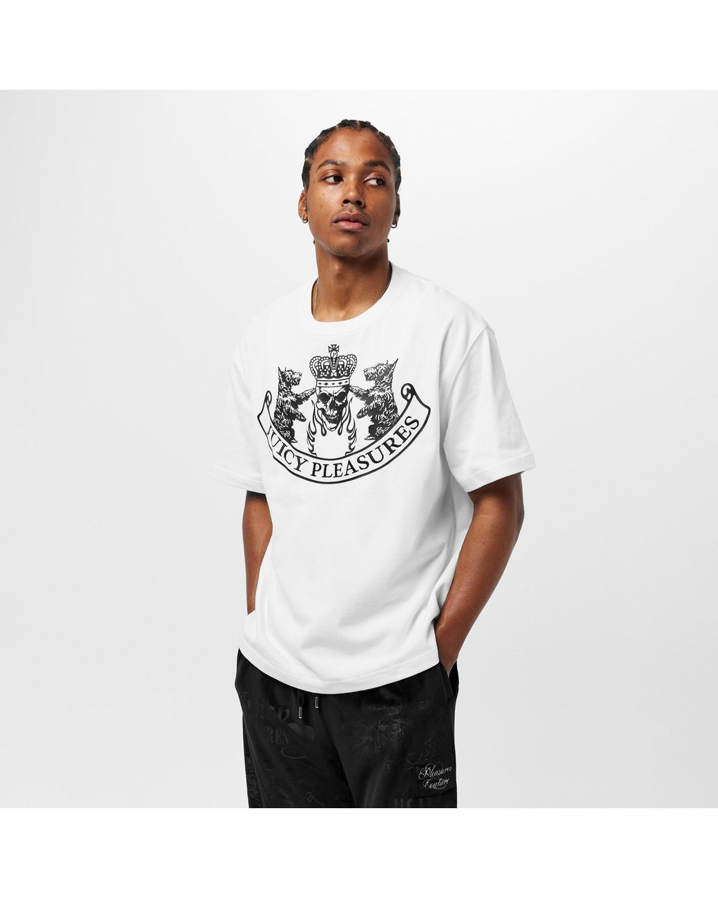 Pleasures White X Juicy Couture Crest T-Shirt for men