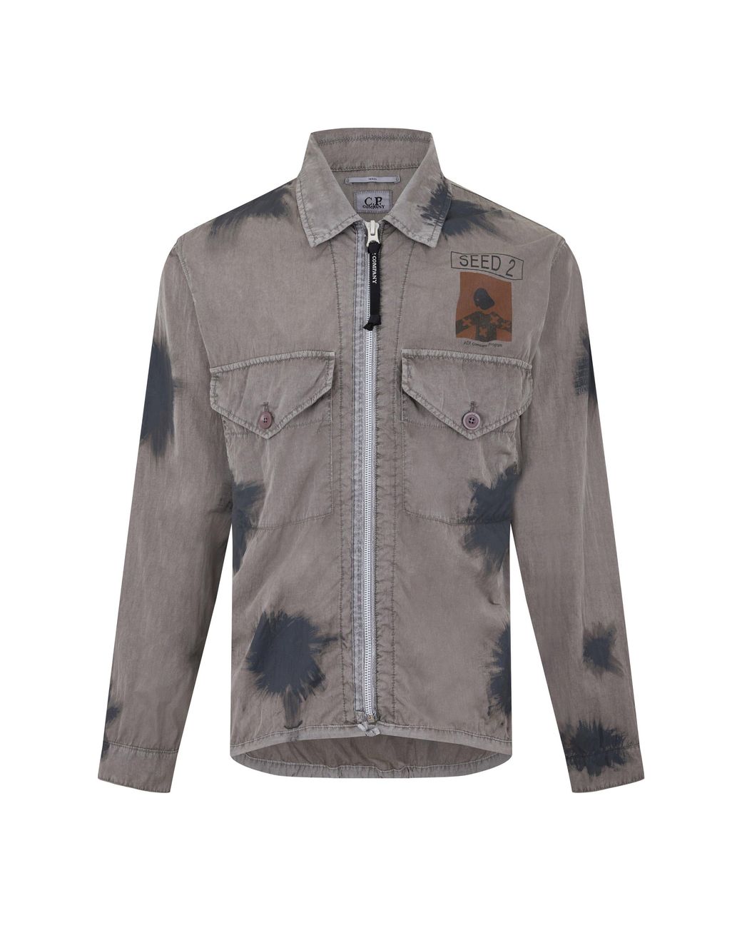 C P Company Gray Seed 2 Zip Overshirt for men