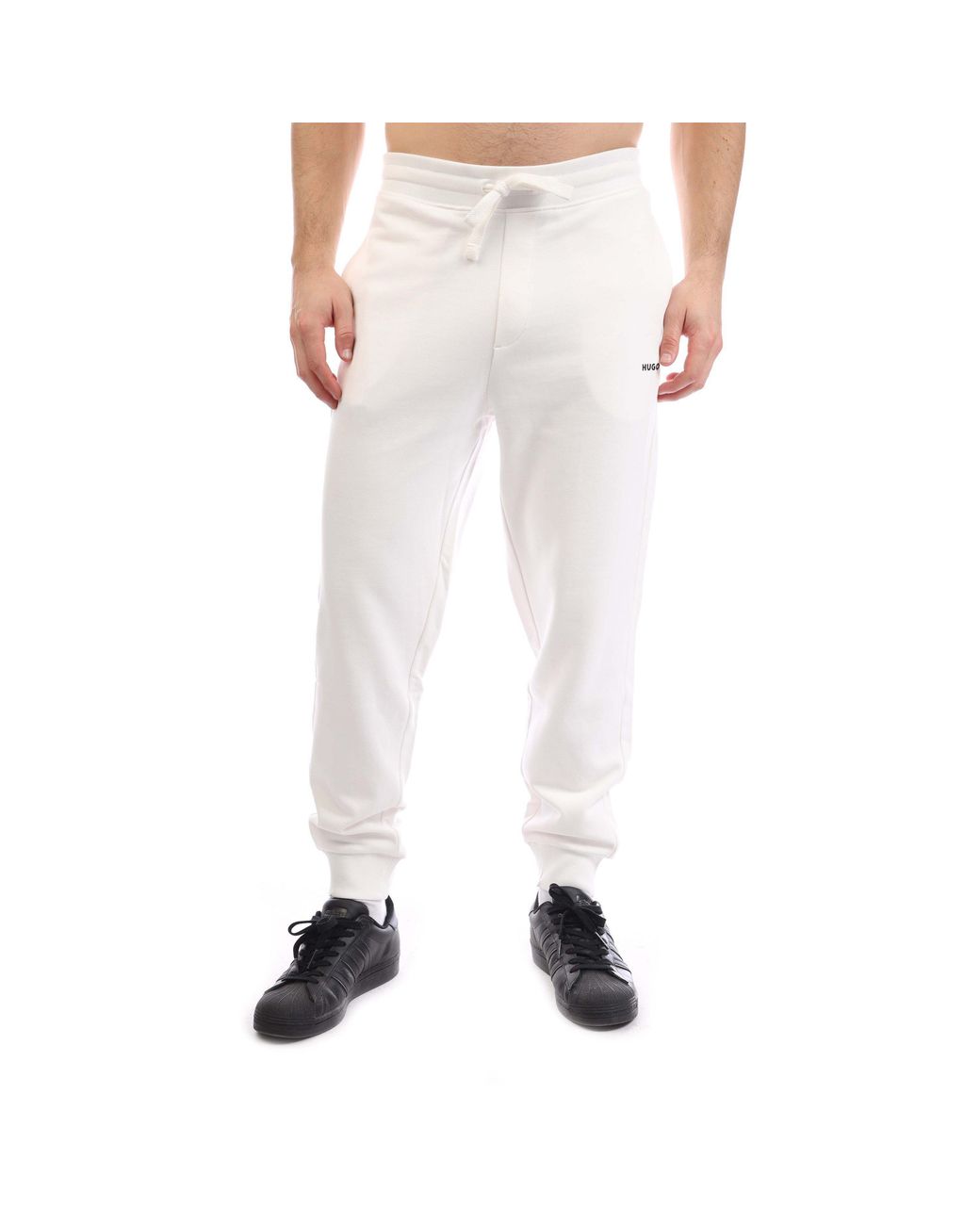 HUGO White Dayote Logo Print Tracksuit Bottoms for men