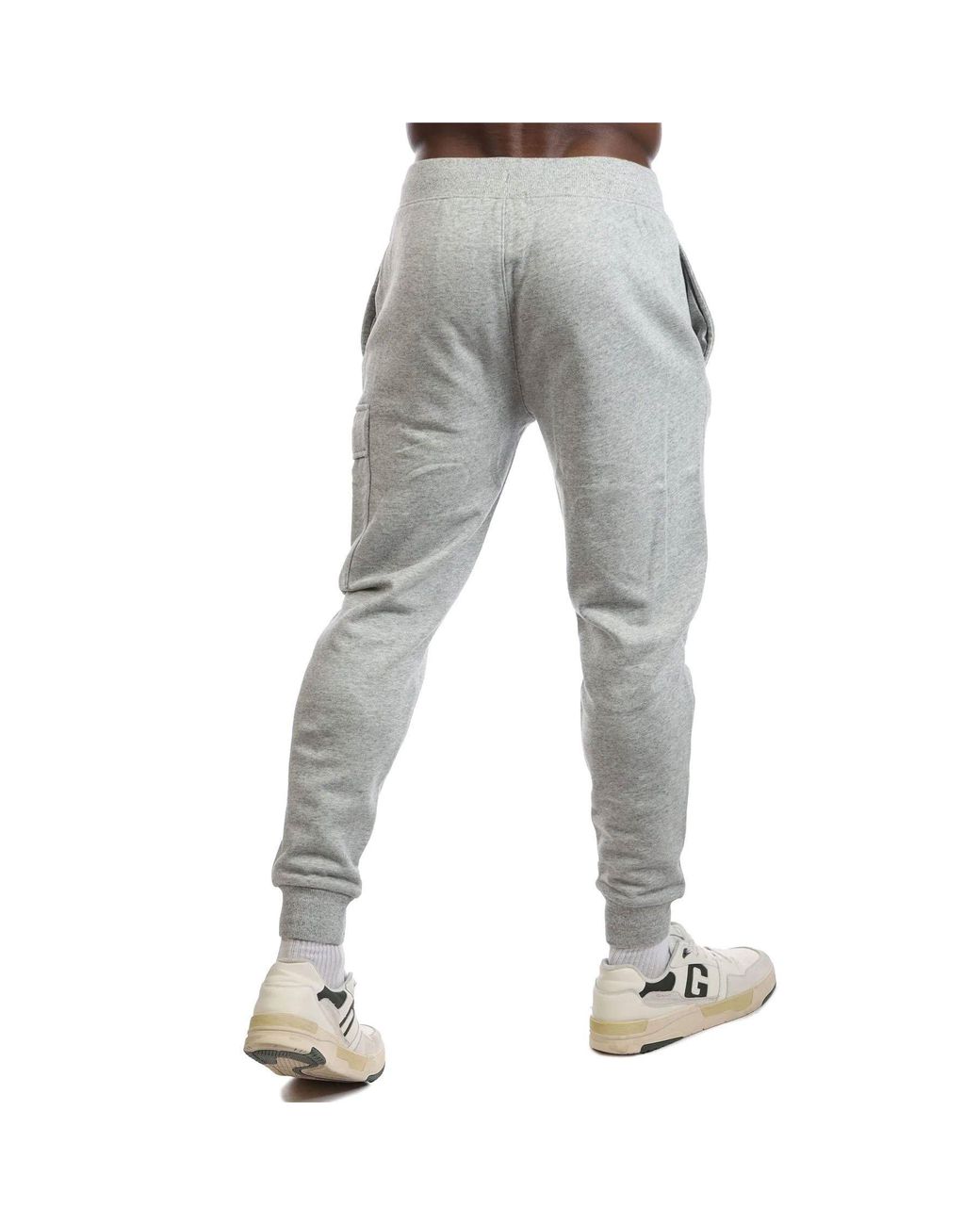 C P Company Gray Diagonal Raised Fleece Lens Cargo Tracksuit Bottoms for men