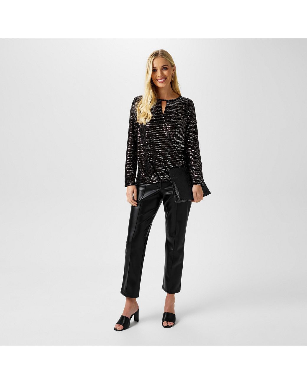 Biba Black Pu Straight Leg Trouser