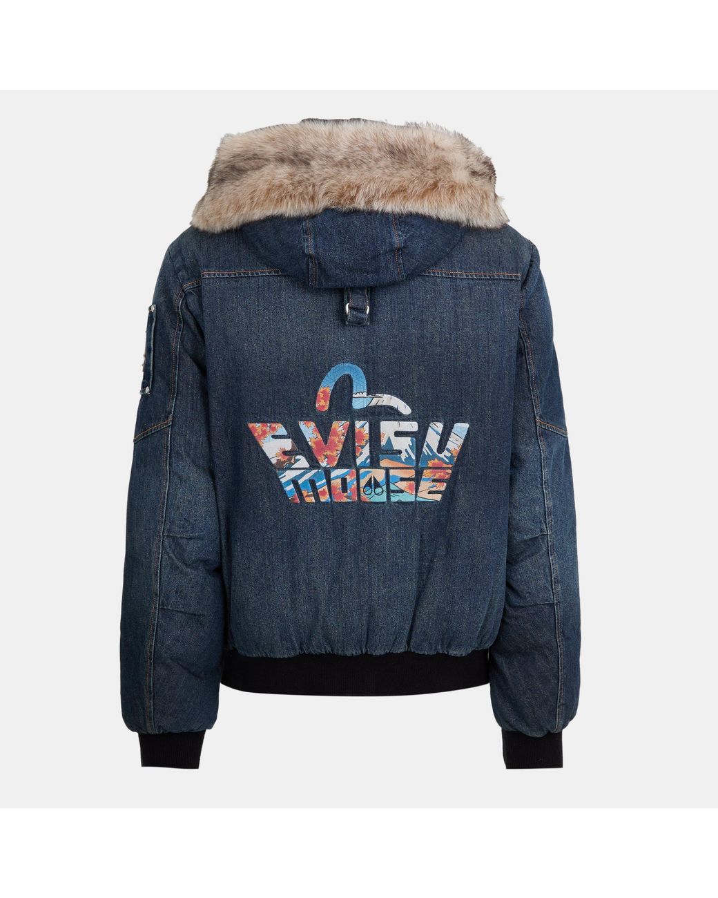 Moose Knuckles Blue X Evisu Ballistic Bomber Jacket for men