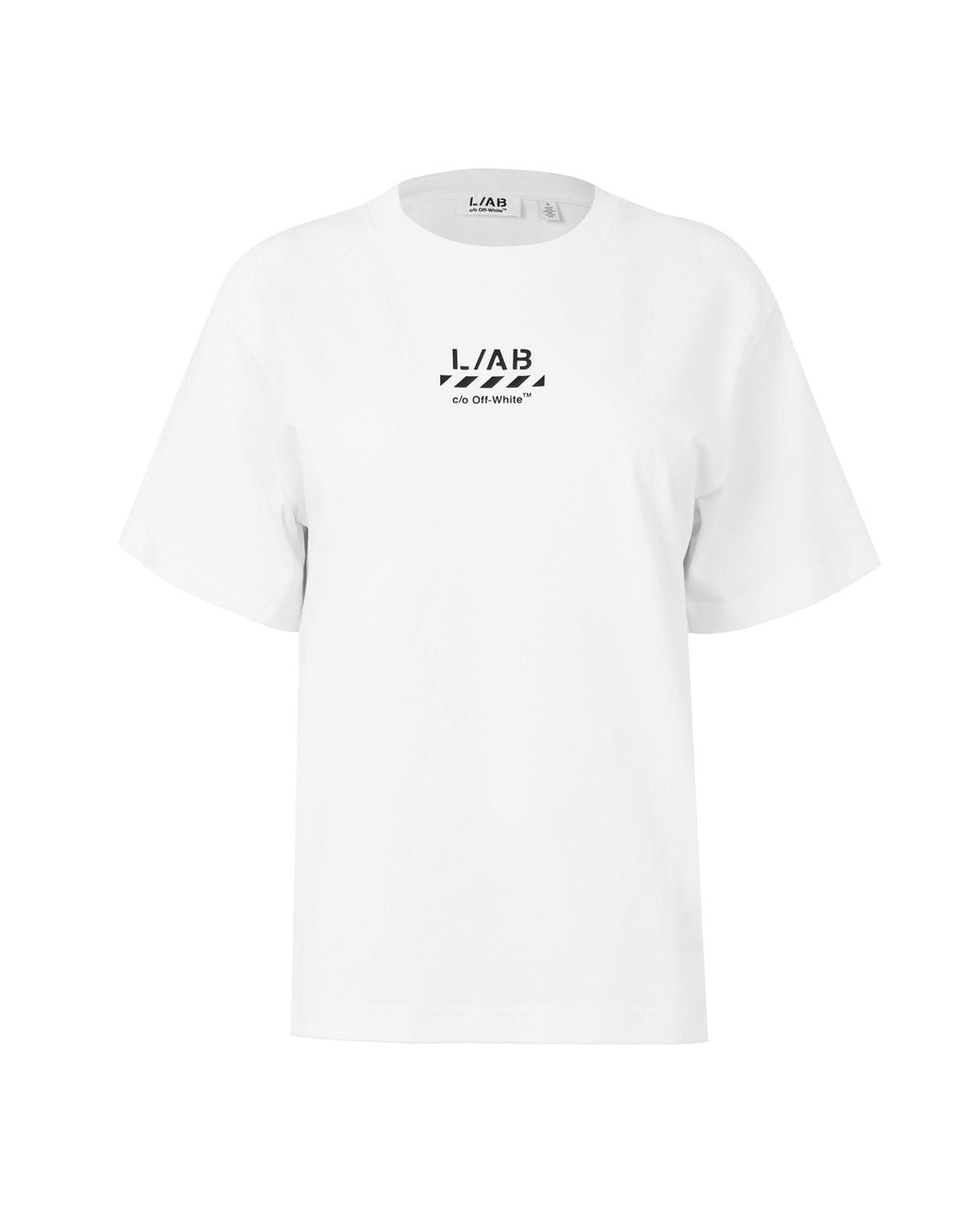 L/AB Off White White Diagonal Cotton Short-Sleeve Crew-Neck T-Shirt