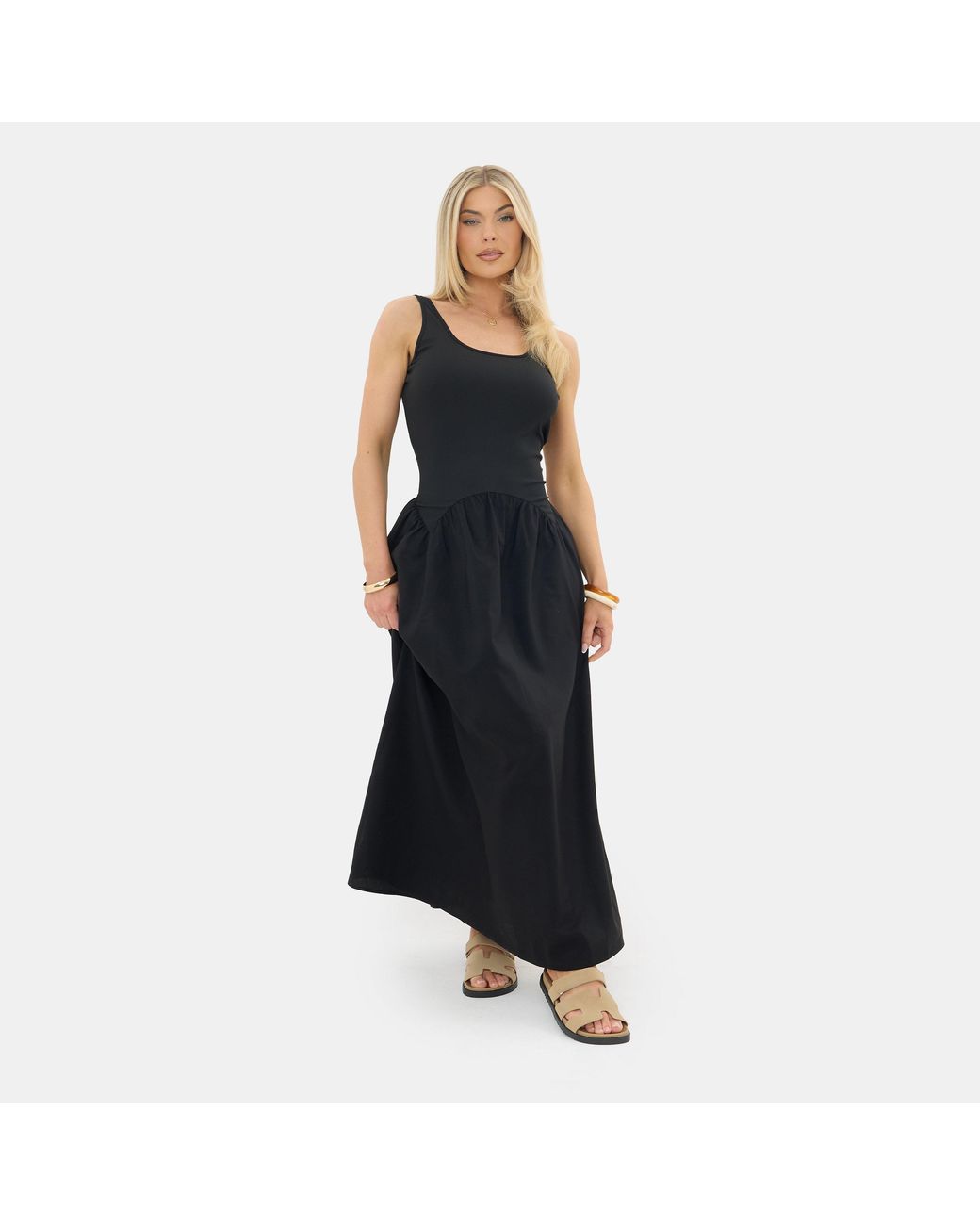 I Saw It First Blue Jersey Woven Maxi Dress