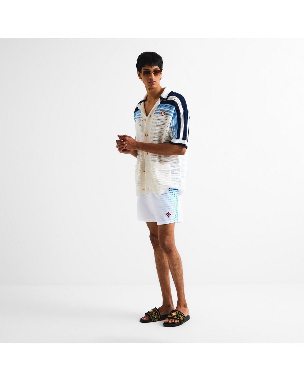 Casablanca Green Logo Pool Sliders for men