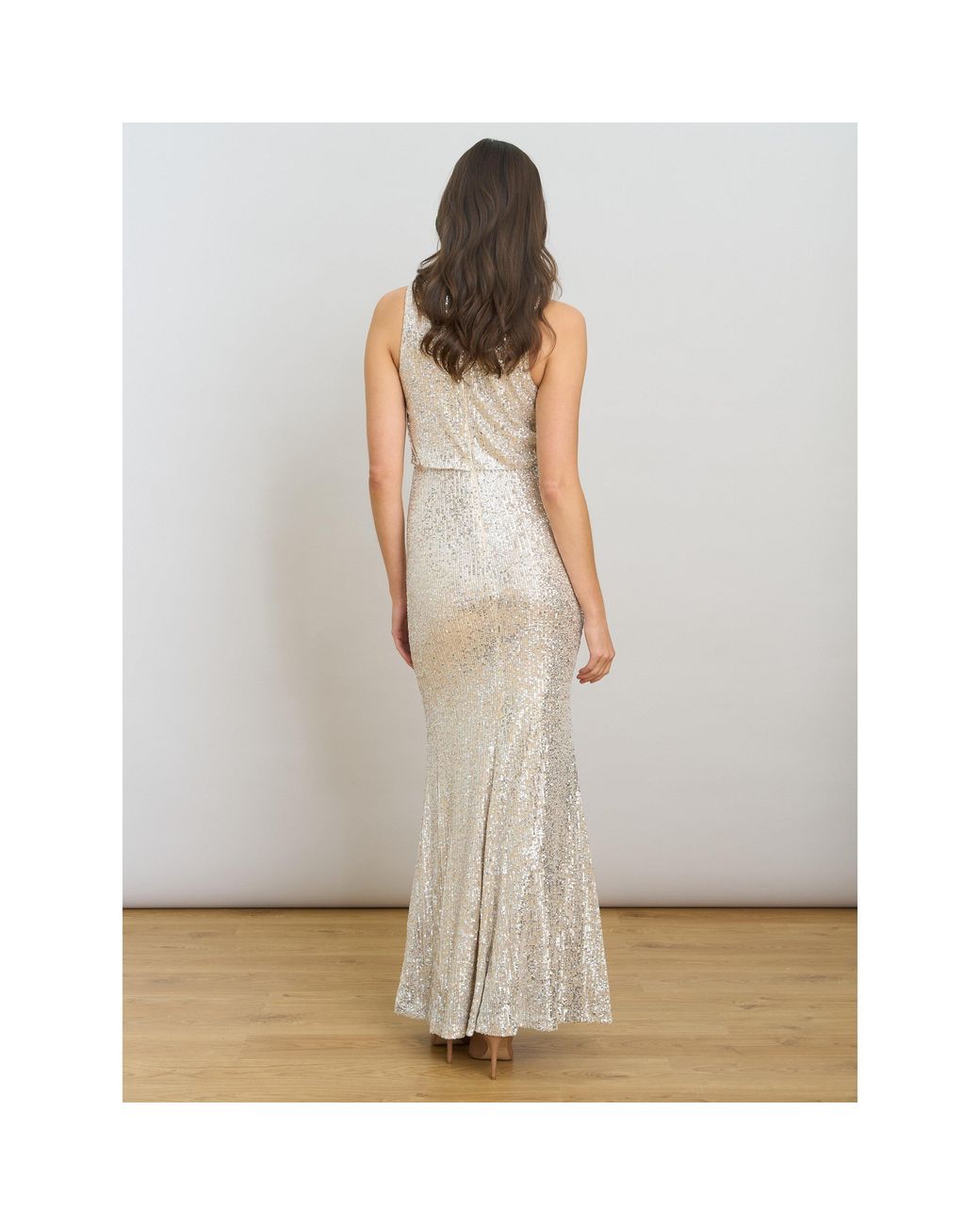 Gina Bacconi Gray Terri Sequin Maxi Dress
