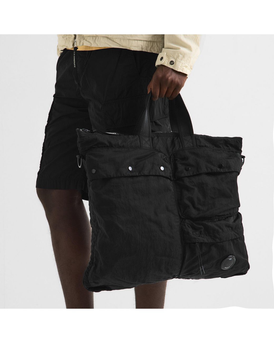 C P Company Black Tote Bag for men
